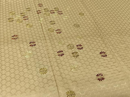 平和屋着物▽訪問着　単衣　総刺繍　舞花文　金糸　正絹　逸品　AABJ6156jh