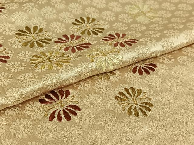 平和屋着物▽訪問着　単衣　総刺繍　舞花文　金糸　正絹　逸品　AABJ6156jh