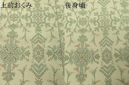 平和屋着物▽本塩沢　単衣　草花文　正絹　逸品　AABJ6157jh