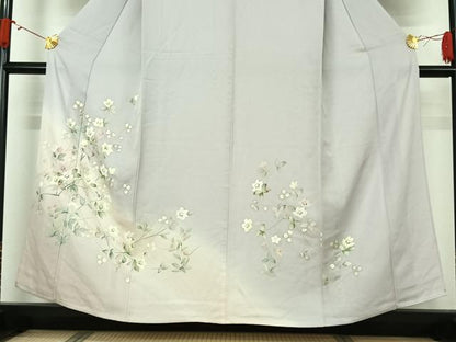 平和屋着物▽訪問着　単衣　草花文　金彩　正絹　逸品　AABJ6158jh