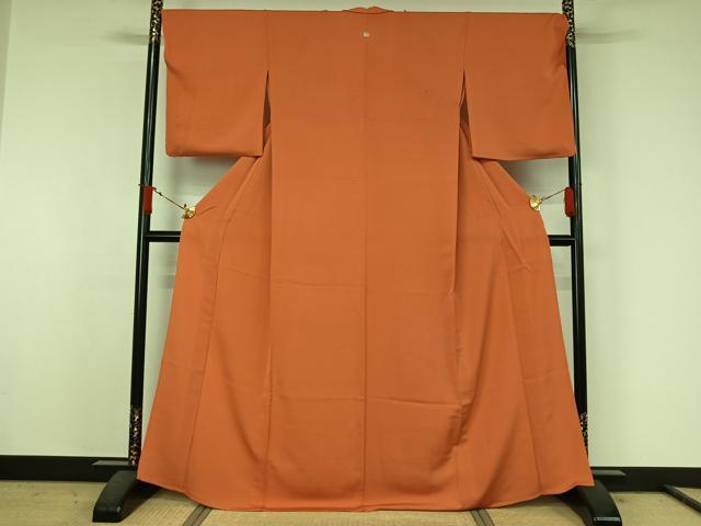 平和屋着物▽上質な色無地　単衣　肉桂色　高島屋扱い　正絹　逸品　AABJ6159jh