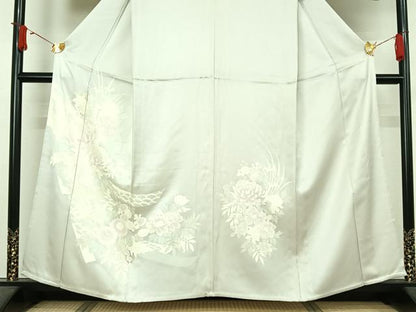 平和屋着物▽訪問着　単衣　熨斗花文　正絹　逸品　AABJ6163jh