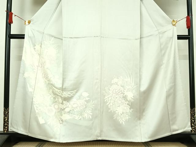平和屋着物▽訪問着　単衣　熨斗花文　正絹　逸品　AABJ6163jh