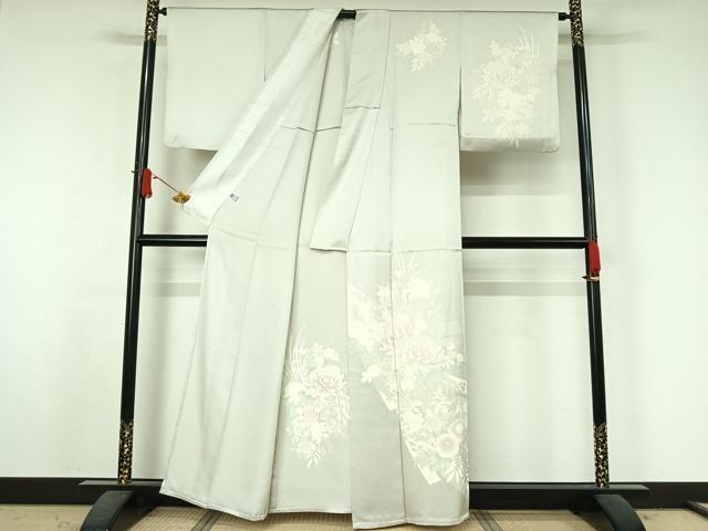 平和屋着物▽訪問着　単衣　熨斗花文　正絹　逸品　AABJ6163jh