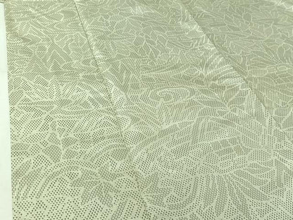 平和屋着物▽上質な紬　単衣　流水草葉文　正絹　逸品　AABJ6164jh
