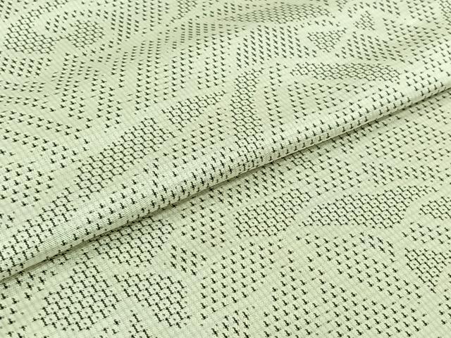平和屋着物▽上質な紬　単衣　流水草葉文　正絹　逸品　AABJ6164jh