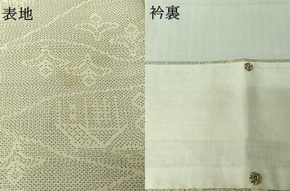 平和屋着物▽上質な紬　単衣　風景花文　正絹　逸品　AABJ6169jh