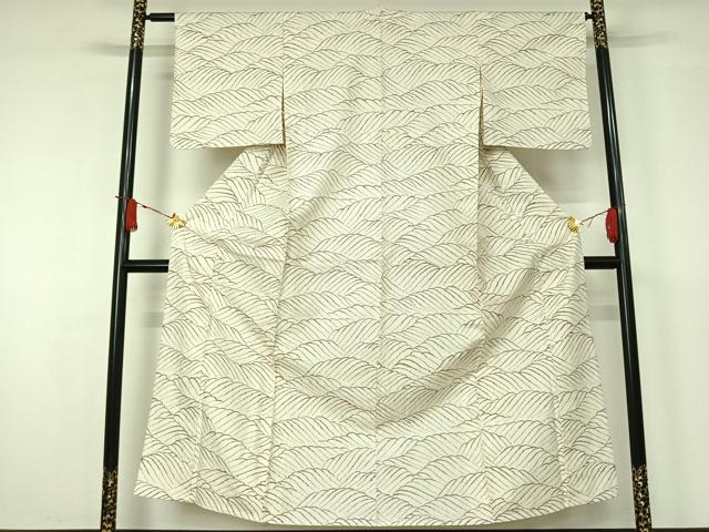 平和屋着物▽上質な紬　単衣　流水文　正絹　逸品　AABJ6171jh