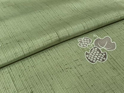 平和屋着物▽上質な小紋　単衣　紬地　唐草文　正絹　逸品　AABJ6172jh