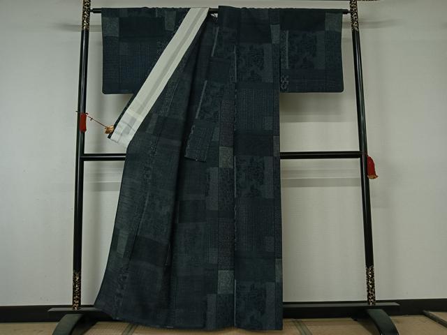 平和屋着物▽小紋　単衣　吉祥花文　AABJ6173jh