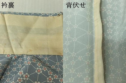 平和屋着物▽上質な小紋　単衣　幾何学花文　正絹　逸品　AABJ6174jh