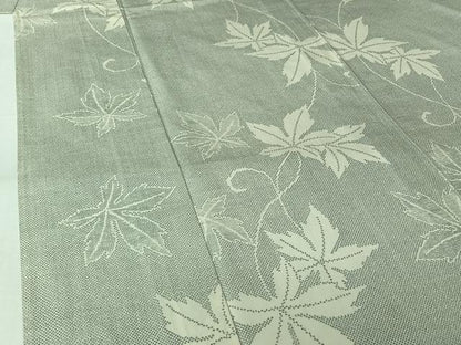 平和屋着物▽上質な紬　単衣　唐草文　正絹　逸品　AABJ6177jh