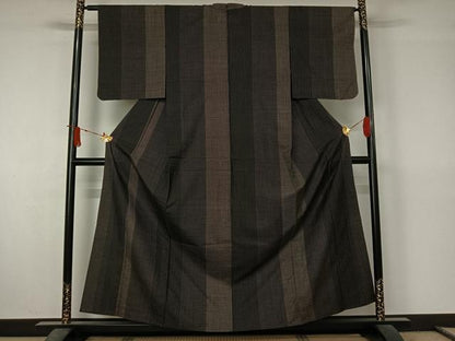 平和屋着物▽本場大島紬　単衣　7マルキ　間道　正絹　逸品　AABJ6178jh