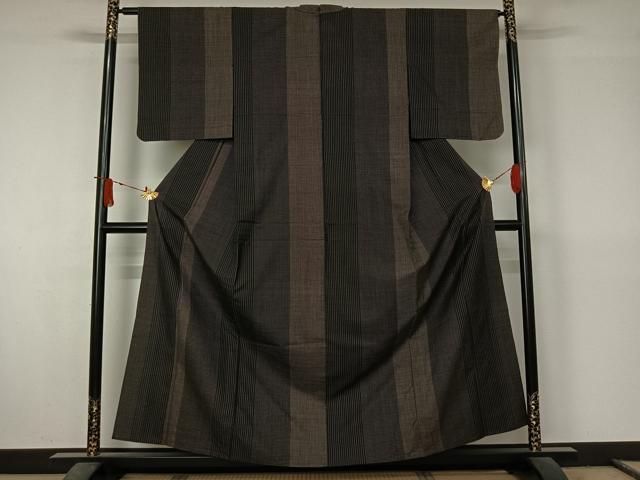 平和屋着物▽本場大島紬　単衣　7マルキ　間道　正絹　逸品　AABJ6178jh
