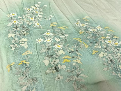平和屋着物▽訪問着　単衣　手描き　草花文　暈し染め　正絹　逸品　AABJ6179jh