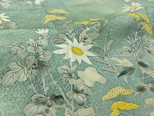 平和屋着物▽訪問着　単衣　手描き　草花文　暈し染め　正絹　逸品　AABJ6179jh