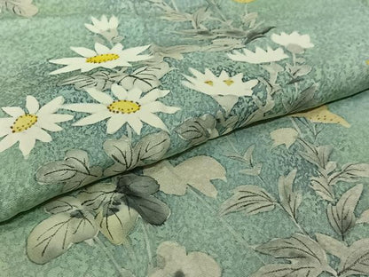 平和屋着物▽訪問着　単衣　手描き　草花文　暈し染め　正絹　逸品　AABJ6179jh
