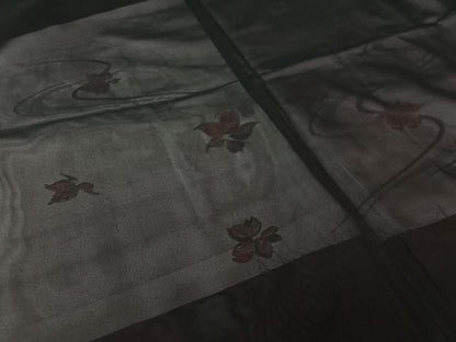 平和屋着物▽羽織　スリーシーズン　春夏秋　塵除け　流水花文　黒地　仮絵羽　正絹　逸品　未使用　AABJ6181jh