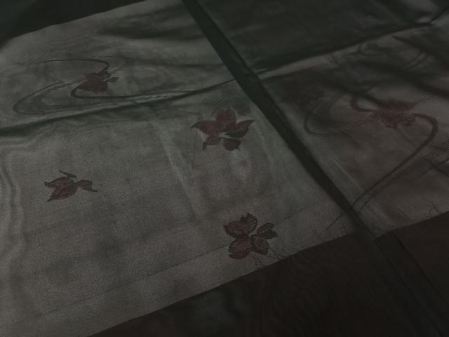 平和屋着物▽羽織　スリーシーズン　春夏秋　塵除け　流水花文　黒地　仮絵羽　正絹　逸品　未使用　AABJ6181jh