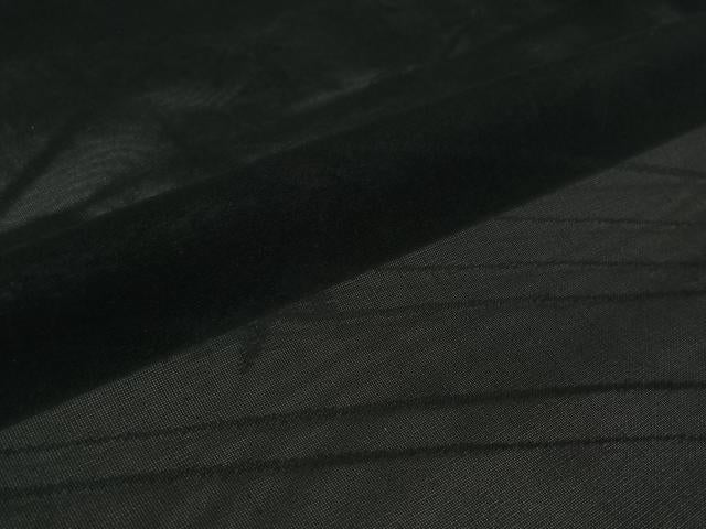 平和屋着物▽羽織　スリーシーズン　春夏秋　塵除け　流水笹の葉文　黒地　仮絵羽　正絹　逸品　未使用　AABJ6183jh