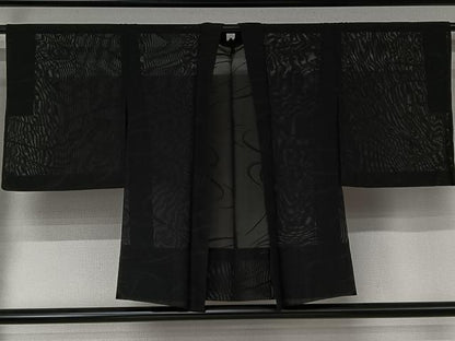 平和屋着物▽羽織　スリーシーズン　春夏秋　塵除け　流水文　黒地　正絹　逸品　AABJ6187jh
