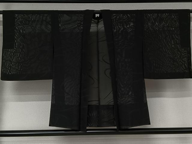 平和屋着物▽羽織　スリーシーズン　春夏秋　塵除け　流水文　黒地　正絹　逸品　AABJ6187jh