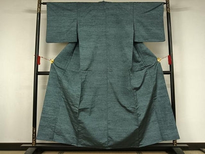 平和屋着物▽上質な紬　単衣　霞文　正絹　逸品　AABJ6188jh