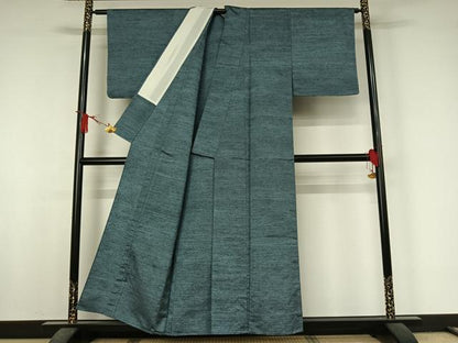 平和屋着物▽上質な紬　単衣　霞文　正絹　逸品　AABJ6188jh