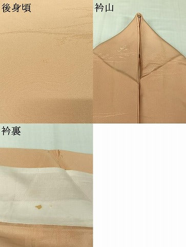 平和屋着物▽上質な色無地　単衣　風景地紋　雄黄色　正絹　逸品　AABJ6193jh