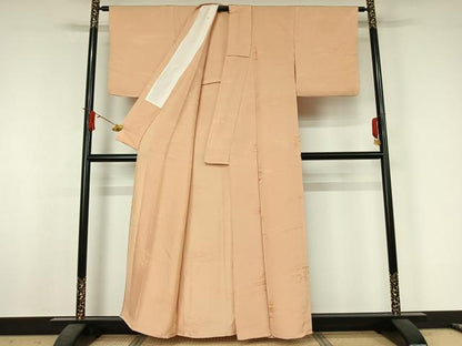 平和屋着物▽上質な色無地　単衣　風景地紋　雄黄色　正絹　逸品　AABJ6193jh