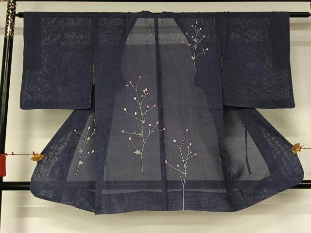 平和屋着物▽道行コート　スリーシーズン　春夏秋　塵除け　枝葉文　正絹　逸品　AABJ6195jh