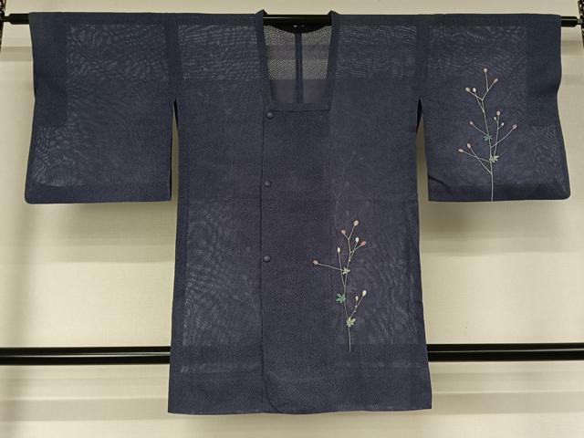 平和屋着物▽道行コート　スリーシーズン　春夏秋　塵除け　枝葉文　正絹　逸品　AABJ6195jh
