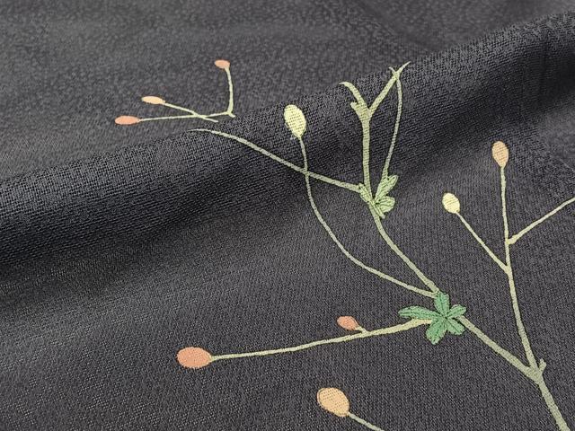 平和屋着物▽道行コート　スリーシーズン　春夏秋　塵除け　枝葉文　正絹　逸品　AABJ6195jh