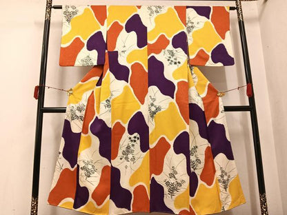 平和屋着物●上質な小紋　草花文　正絹　逸品　AABJ6203ph