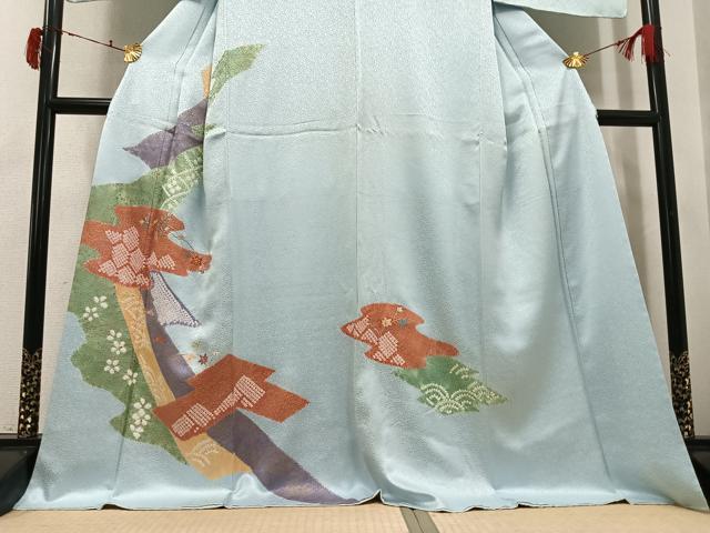 平和屋着物●訪問着　駒刺繍　絞り　吉祥花文　金彩　正絹　逸品　AABJ6205ph