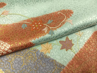 平和屋着物●訪問着　駒刺繍　絞り　吉祥花文　金彩　正絹　逸品　AABJ6205ph