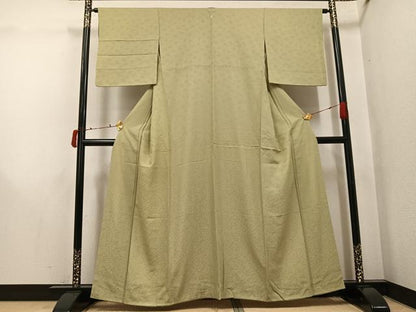 平和屋着物●京都の和装業の老舗一門　千切屋治兵衞　あふち染　色無地　花唐草地紋　利休茶色　正絹　逸品　AABJ6209ph