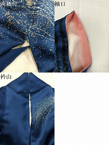 平和屋着物●Guy Laroche　ギ・ラロッシュ　振袖　舞花文　暈し染め　金銀彩　正絹　逸品　AABJ6211ph