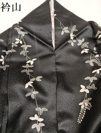 平和屋着物●訪問着　草花文　暈し染め　黒地　銀彩　正絹　逸品　AABJ6212ph