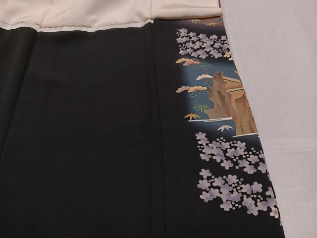 平和屋着物●本加賀友禅作家　茶谷孝志　黒留袖　松竹梅風景文　暈し染め　正絹　逸品　AABJ6214ph