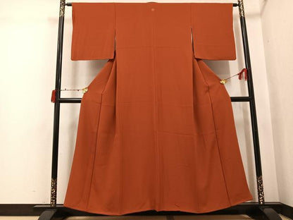 平和屋着物●上質な色無地　雀茶色　正絹　逸品　AABJ6215ph