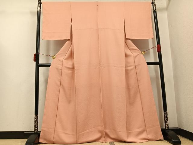 平和屋着物●上質な色無地　洒落柿色　正絹　逸品　未使用　AABJ6216ph