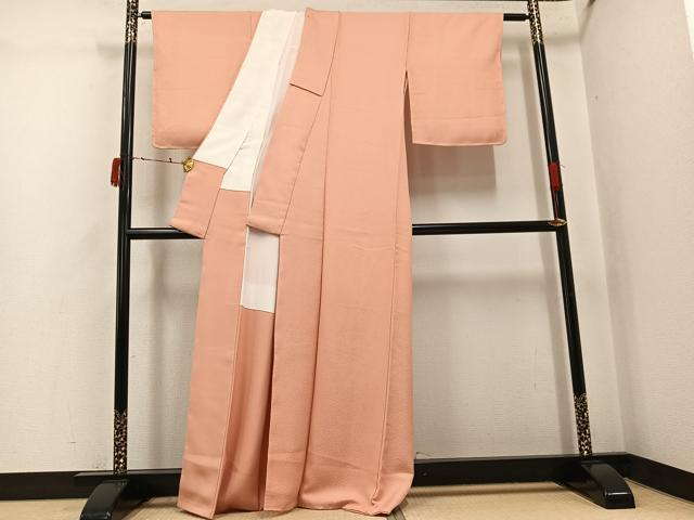 平和屋着物●上質な色無地　洒落柿色　正絹　逸品　未使用　AABJ6216ph