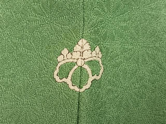 平和屋着物●本草木染作家　圓啓　色無地　花地紋　柳染色　正絹　逸品　AABJ6219ph