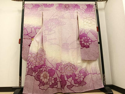 平和屋着物●豪華振袖　駒刺繍　絞り　花尽くし　正絹　逸品　AABJ6222ph
