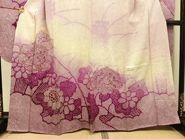 平和屋着物●豪華振袖　駒刺繍　絞り　花尽くし　正絹　逸品　AABJ6222ph
