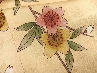 平和屋着物●小振袖　二尺袖　枝桜文　正絹　逸品　AABJ6225ph