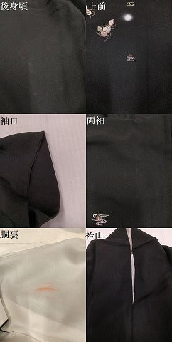 平和屋着物●訪問着　総刺繍　瓢箪　ほたる暈し　黒地　金糸　正絹　逸品　AABJ6227ph