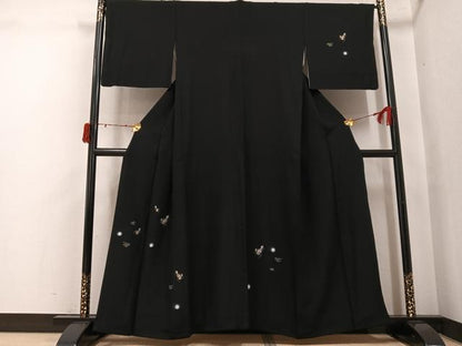 平和屋着物●訪問着　総刺繍　瓢箪　ほたる暈し　黒地　金糸　正絹　逸品　AABJ6227ph