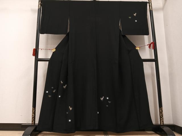 平和屋着物●訪問着　総刺繍　瓢箪　ほたる暈し　黒地　金糸　正絹　逸品　AABJ6227ph
